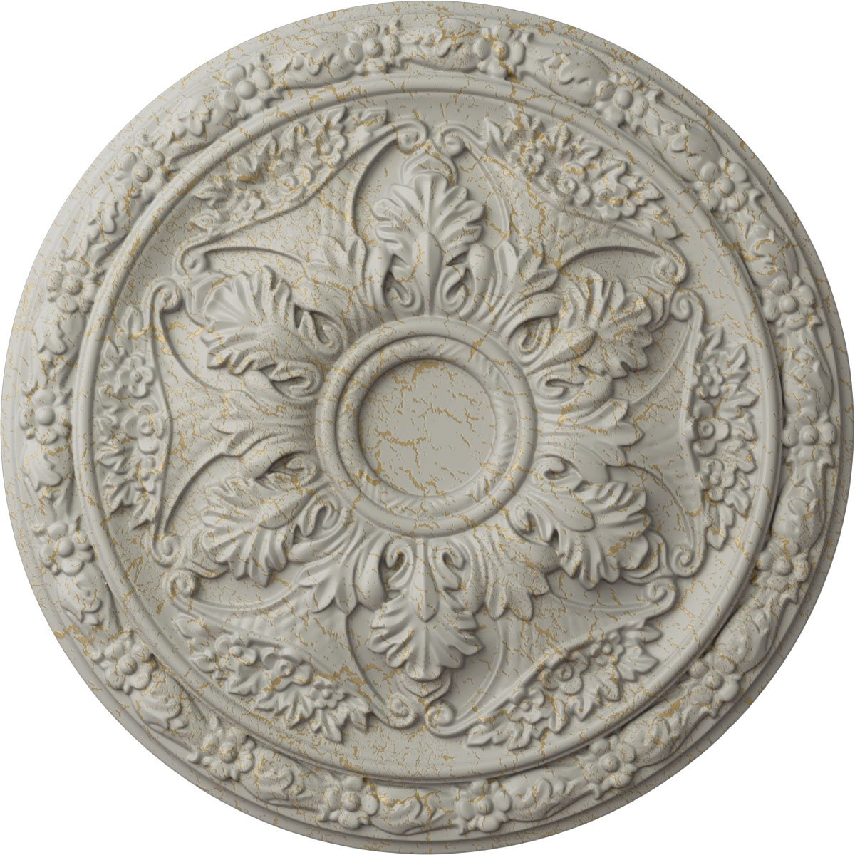 Ekena Millwork Baile Ceiling Medallion (Fits Canopies up to 3 1/4"), 20"OD x 1 5/8"P, Pot of Cream Crackle CM20BLPCC - main